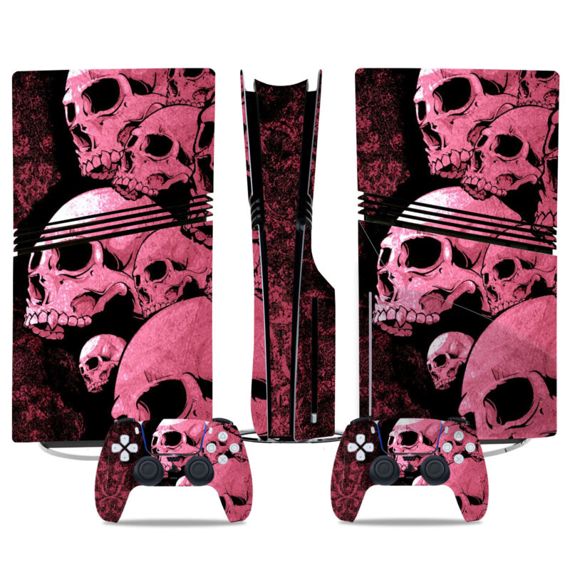 Pink Skull PS5 Pro Skin Sticker – Design For Console & Controller