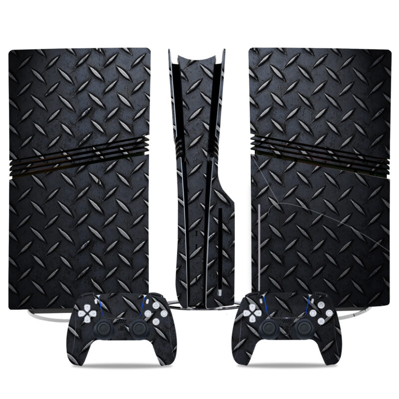 Black Diamond Plate PS5 Pro Skin Sticker – Durable Console & Controller Wrap