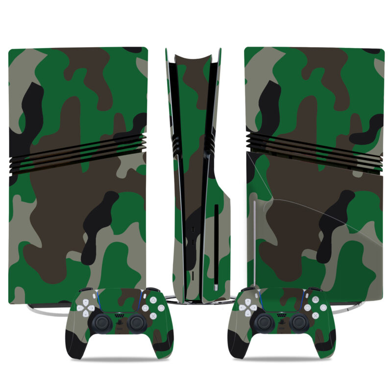 Green Camouflage PS5 Pro Skin Sticker – Premium Console & Controller Wrap For Gamers - Durable Vinyl Decal Design