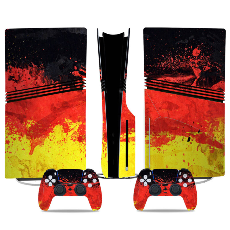 Custom PS5 Pro Skin Sticker - Stylish Red And Yellow Splatter Design For Console & Controllers - Premium Vinyl Decal