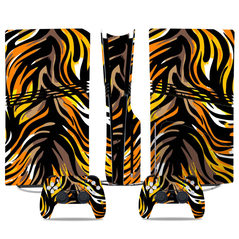 Vibrant Tiger Stripe PS5 Pro Skin Sticker – Bold Style For Console And Controllers