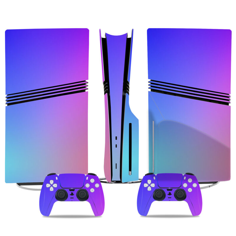 Purple Gradient PS5 Pro Skin Sticker – Stylish Console & Controller Design Wrap