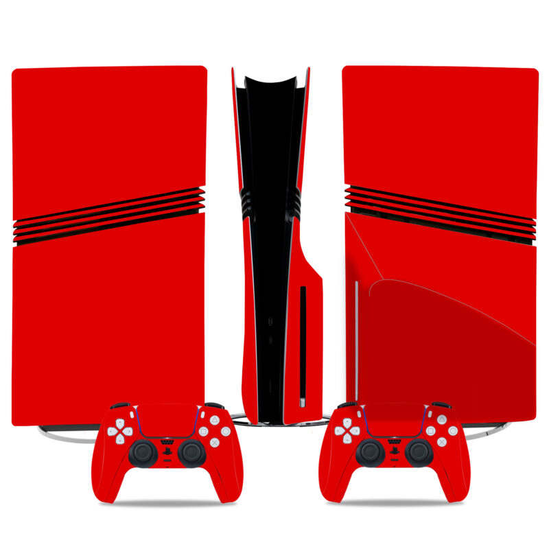 Bold Red PS5 Pro Skin Sticker - Vibrant Style For Console And Controller