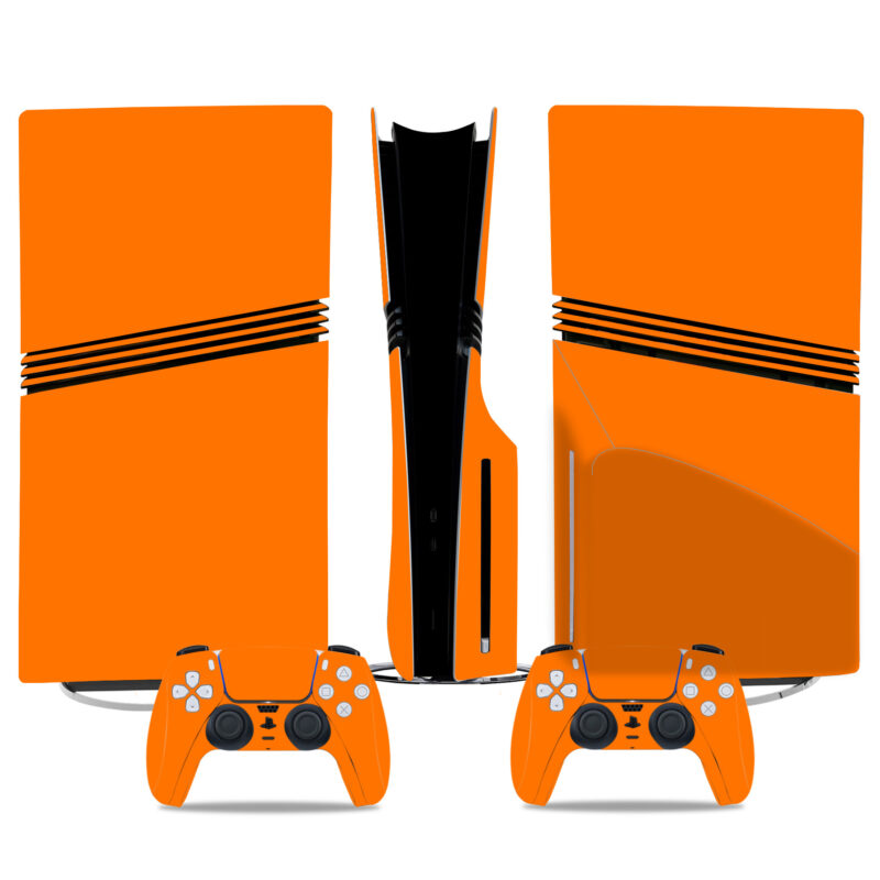 Vibrant Orange PS5 Pro Skin Sticker – Stylish Protection For Console & Controllers