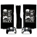 Eat Sleep Game Repeat PS5 Pro Skin Sticker – Ultimate Gamer Console Wrap
