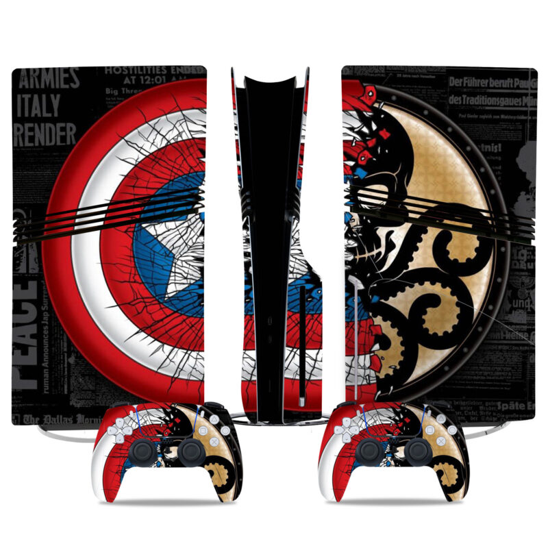 Captain America Vs Hydra PS5 Pro Skin Sticker – Iconic Console & Controller Cover