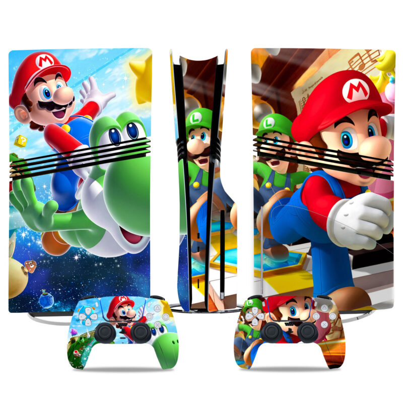 Custom PS5 Pro Skin Sticker Featuring Iconic Mario And Luigi Design - Vibrant Gaming Console And Controller Wrap