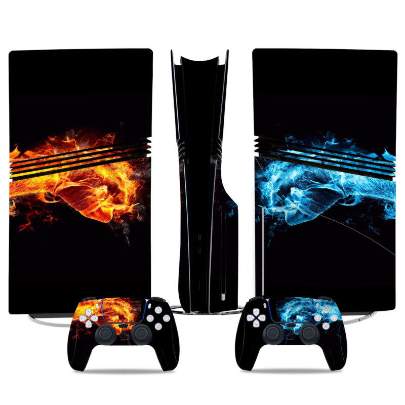 Fire And Ice PS5 Pro Skin Sticker - Premium Console & Controller Wrap With Striking Dual Element Design