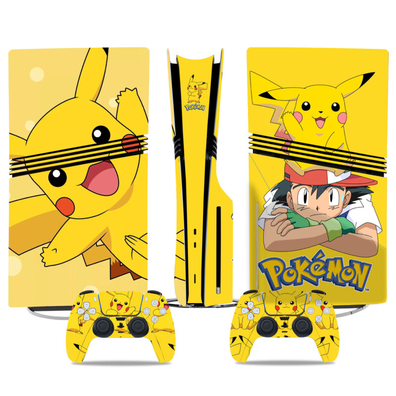 Vibrant Pikachu Pokémon PS5 Pro Skin Sticker - Custom Console And Controller Wrap For Ultimate Gaming Style