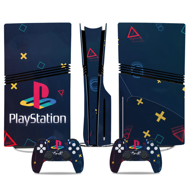 Custom PS5 Pro Skin Sticker – Retro PlayStation Design With Controllers For Stylish Console Protection And Unique Look