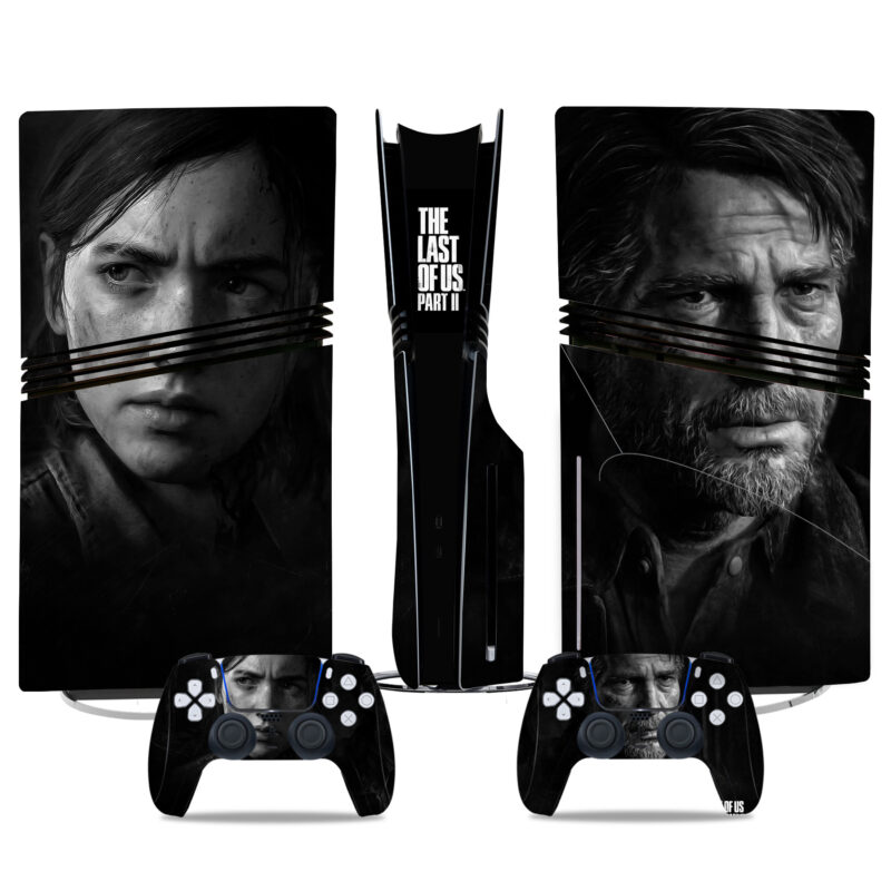 PS5 Pro Skin Sticker For The Last Of Us Part II – Black And White Joel & Ellie Console And Controller Decals