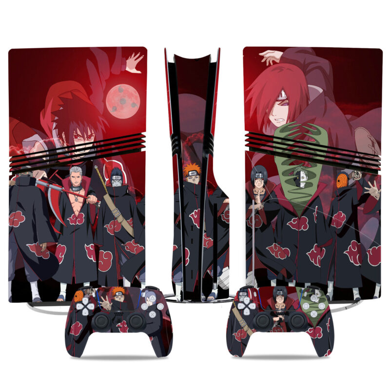 Akatsuki-Themed PS5 Pro Skin Sticker – Stylish Naruto Red Design For Console And Controllers Anime Gaming Accessories