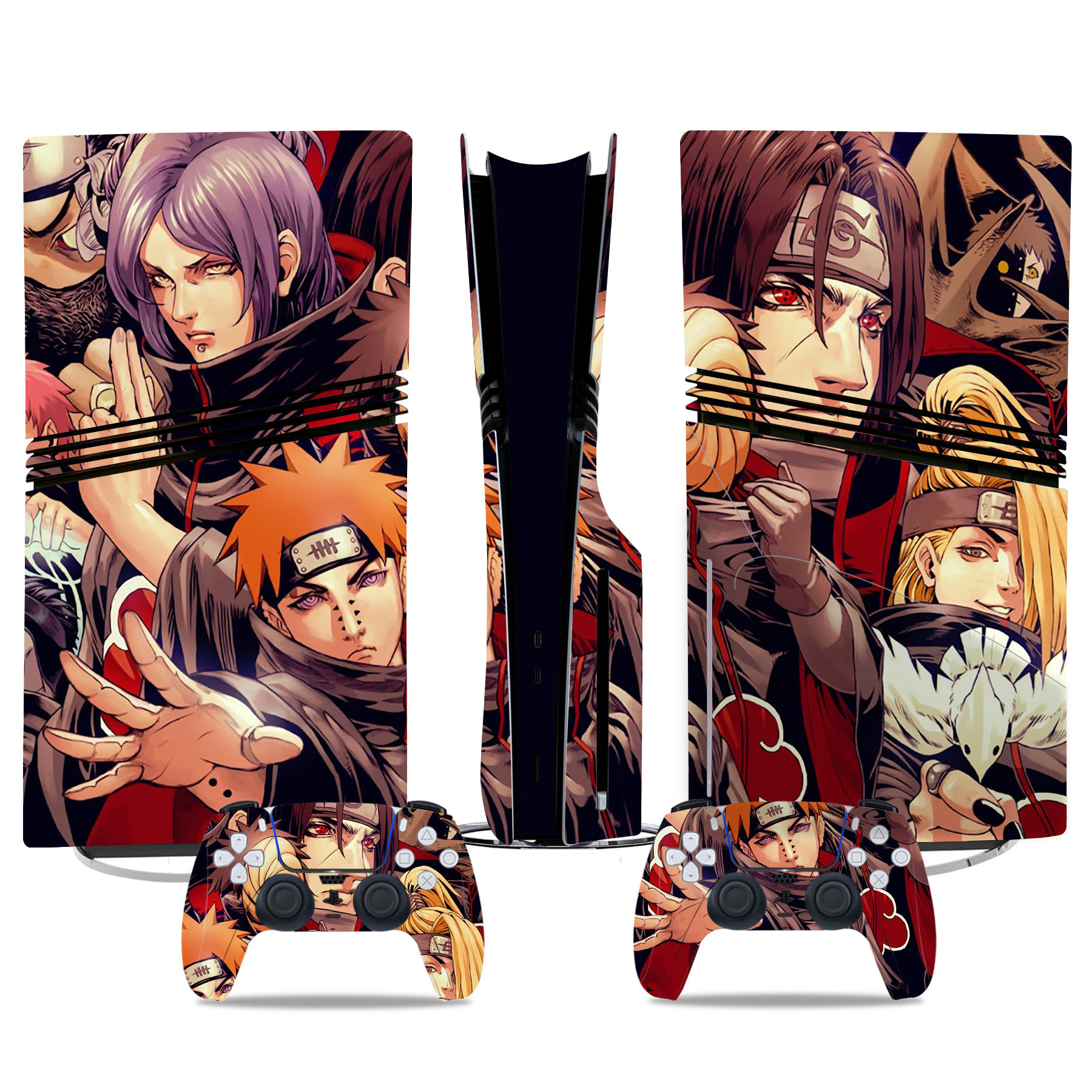 Custom PS5 Skin Sticker – Akatsuki-Themed Decal For Console And Controllers Durable, Stylish Gaming Console Wrap