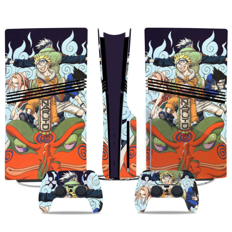 Naruto Team 7 PS5 Pro Skin Sticker – Iconic Anime Design With Gamabunta For Console And Controllers