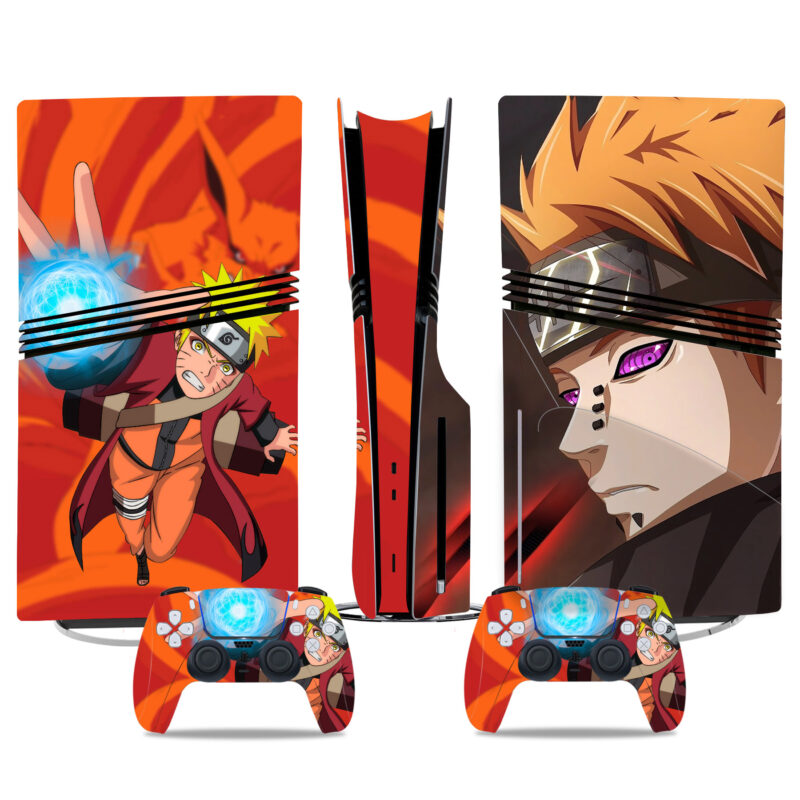 Naruto Vs Pain PS5 Pro Skin Sticker - Vibrant Anime Design For Console And Controller Durable Protective Decal Wrap