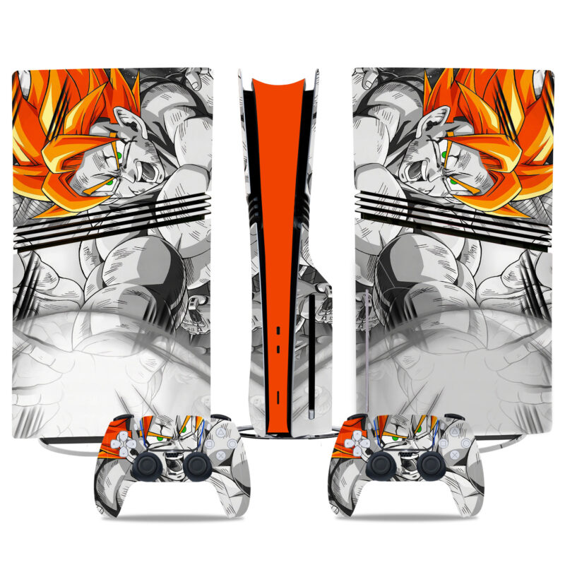 Dragon Ball PS5 Pro Skin Sticker – Fierce Anime Warrior Design For Console & Controllers