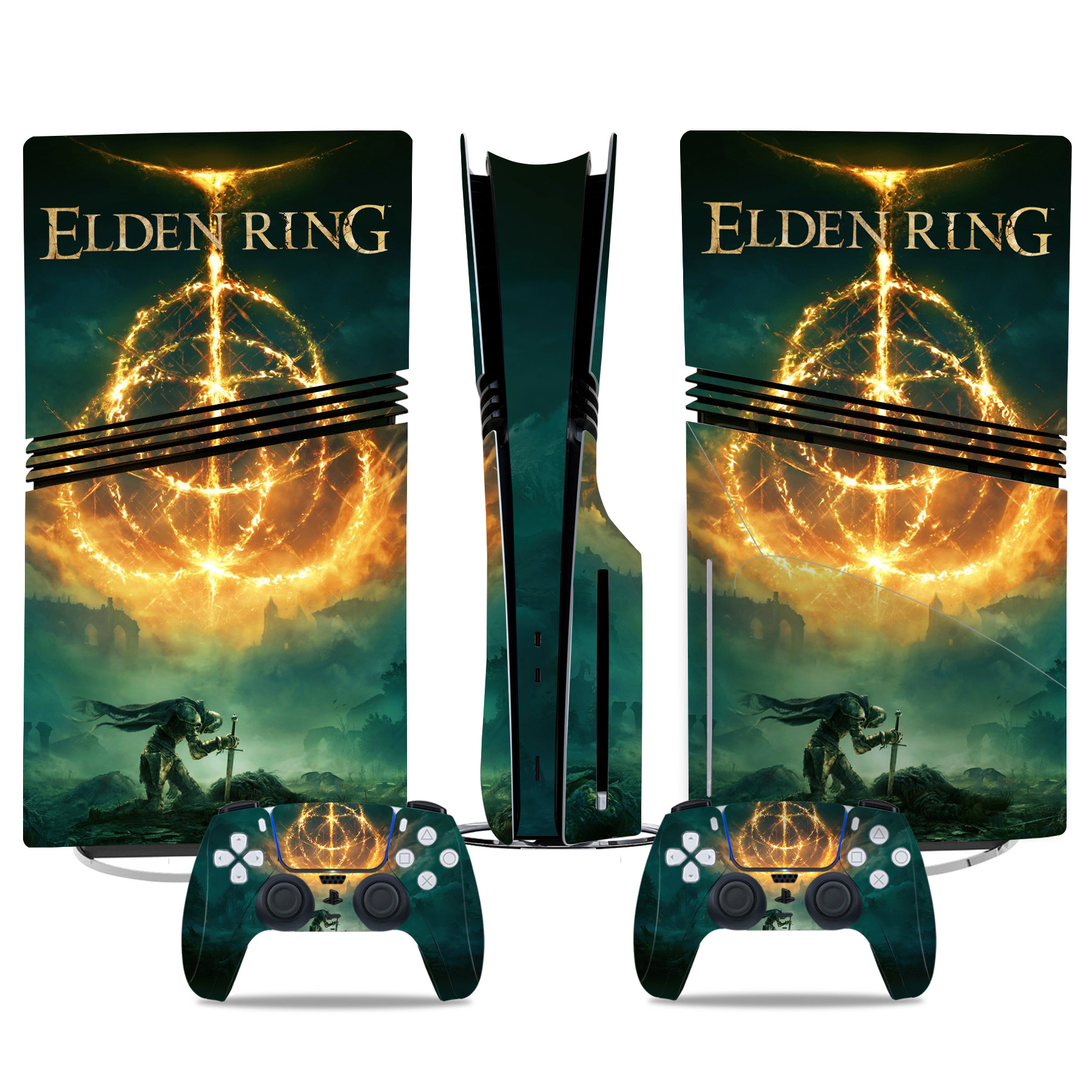 Stunning Elden Ring PS5 Pro Skin Sticker - Vibrant Design For Console & Controllers
