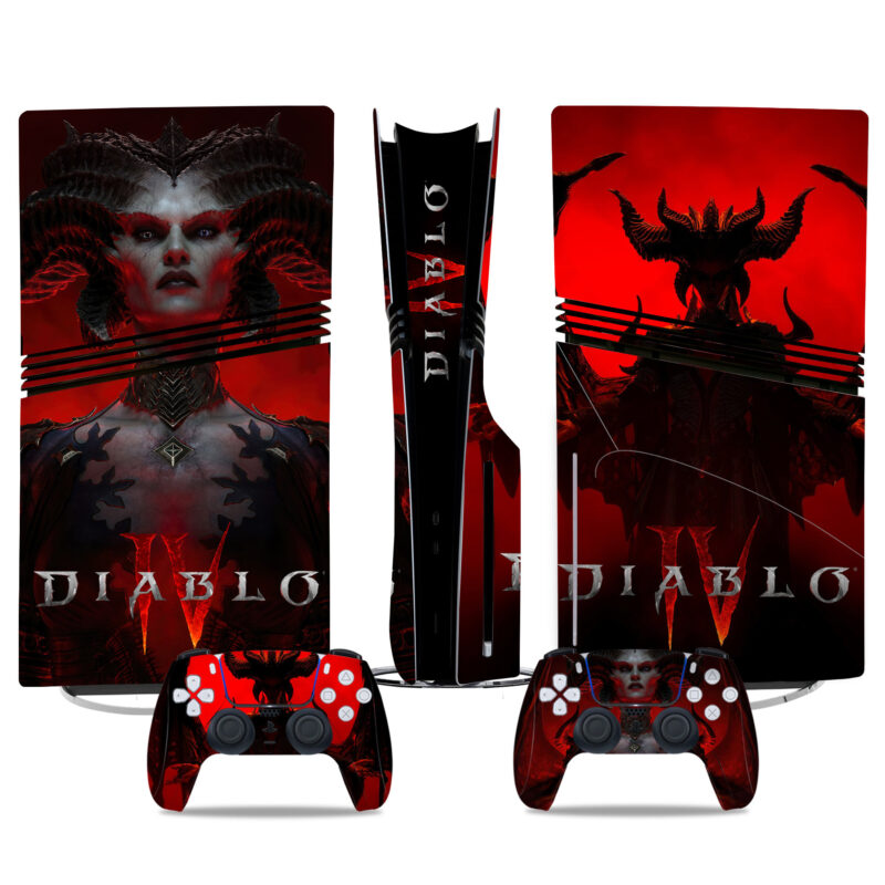 Diablo IV PS5 Pro Skin Sticker – Epic Red Design For Console & Controllers