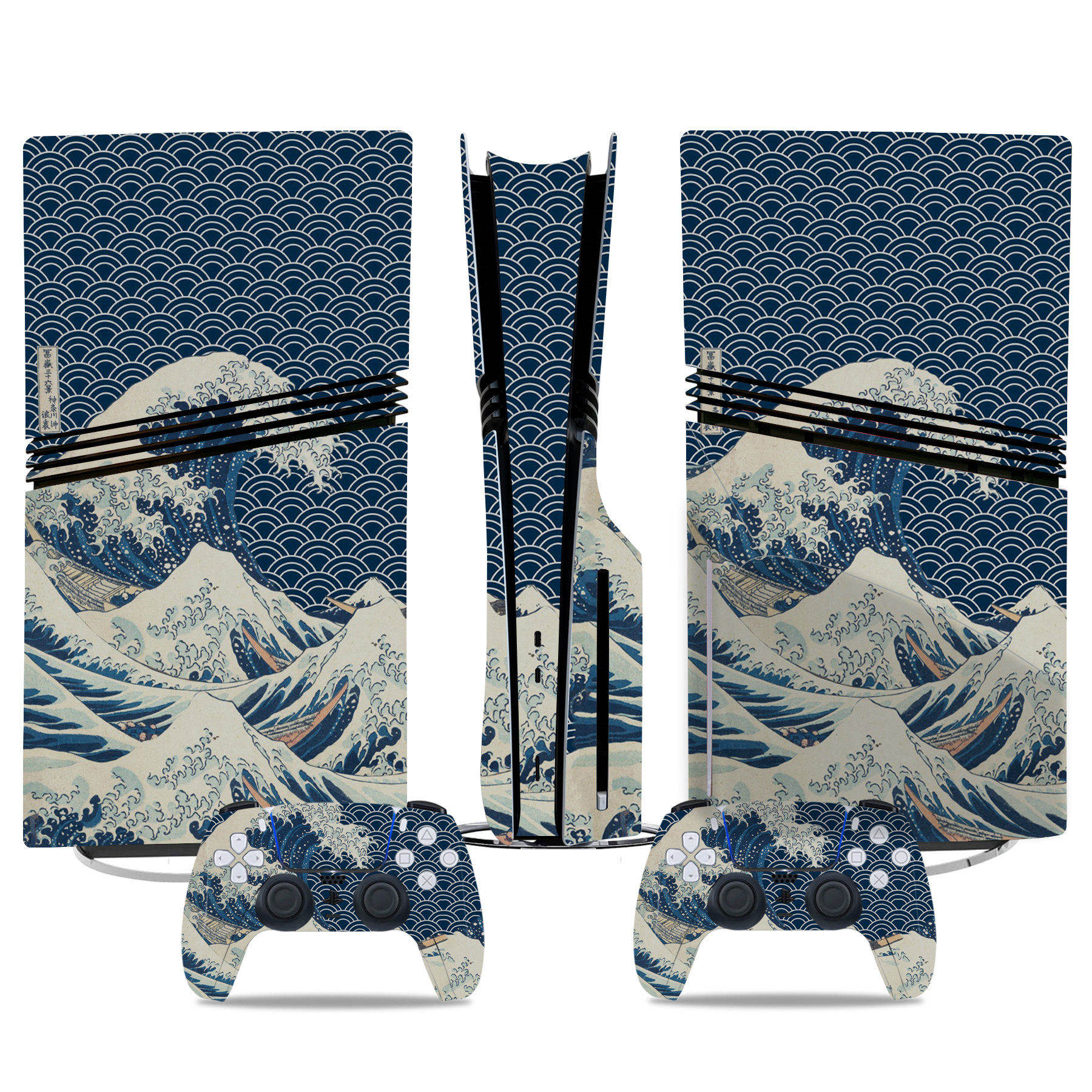 Elegant Hokusai Wave PS5 Pro Skin Sticker – Stunning Console & Controller Wrap