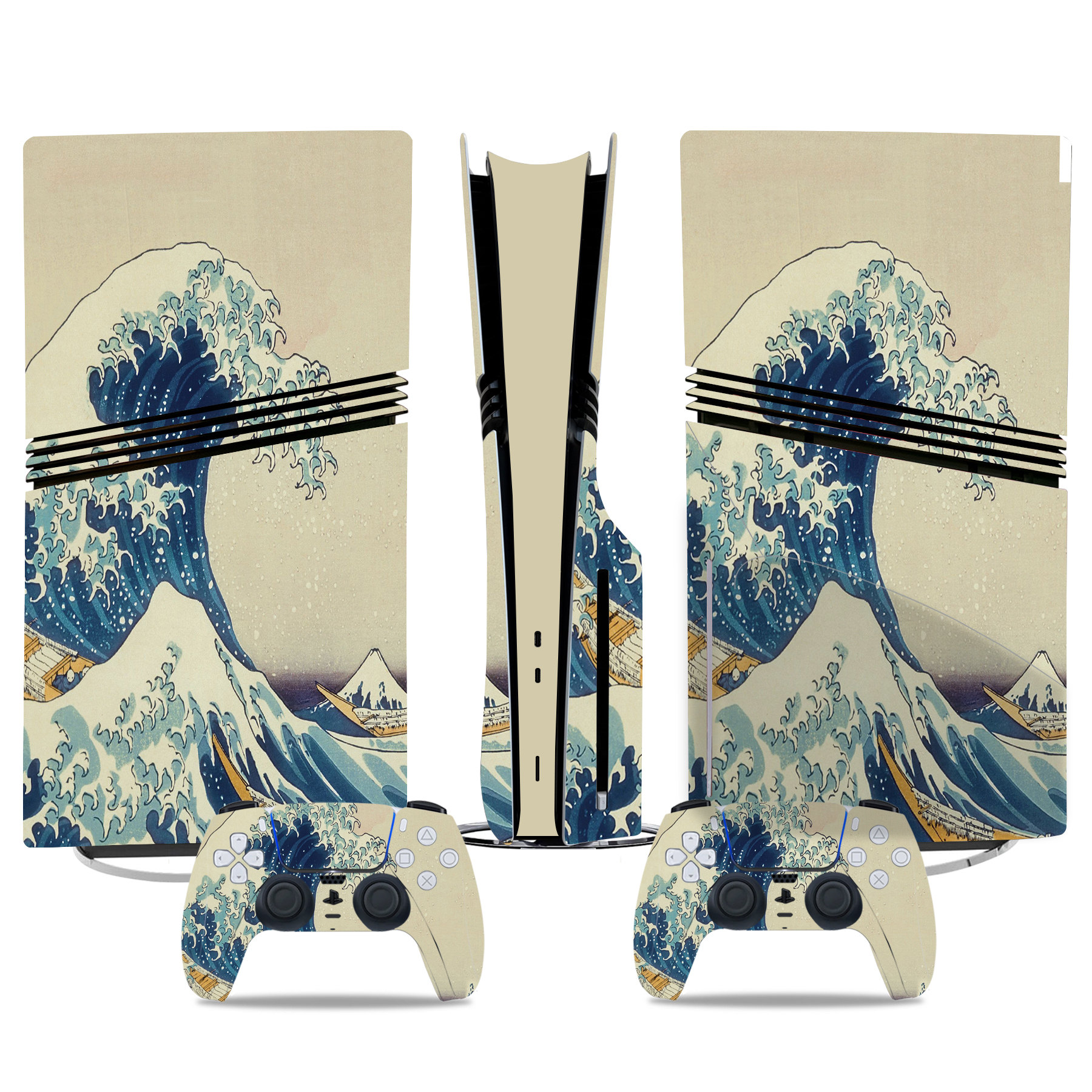 Stylish Hokusai Wave PS5 Pro Skin – Stunning Wrap For Console & Controllers