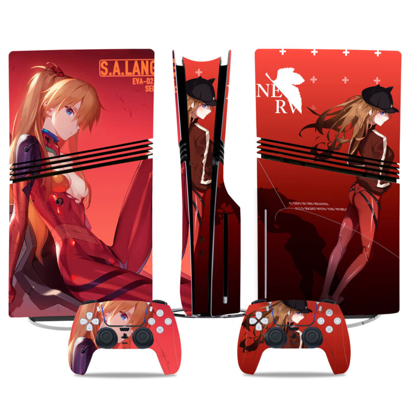 Custom PS5 Pro Skin Sticker - Anime Asuka Langley Design - Unique Console & Controller Wrap For PlayStation 5