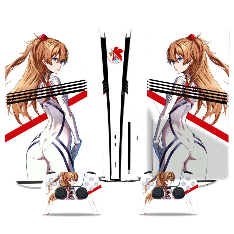 Premium PS5 Pro Skin Sticker With Asuka Langley White Suit Design - Anime-Inspired Console & Controller Wrap For Gamers