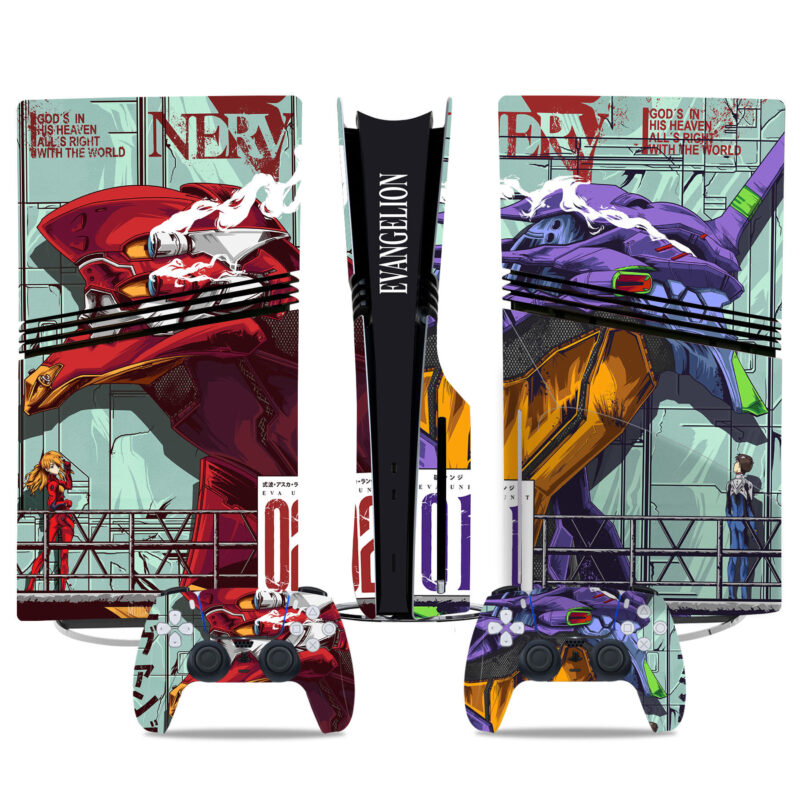 Evangelion-Themed PS5 Pro Skin Sticker – Premium Console & Controller Wrap For Anime Fans And Gaming Enthusiasts