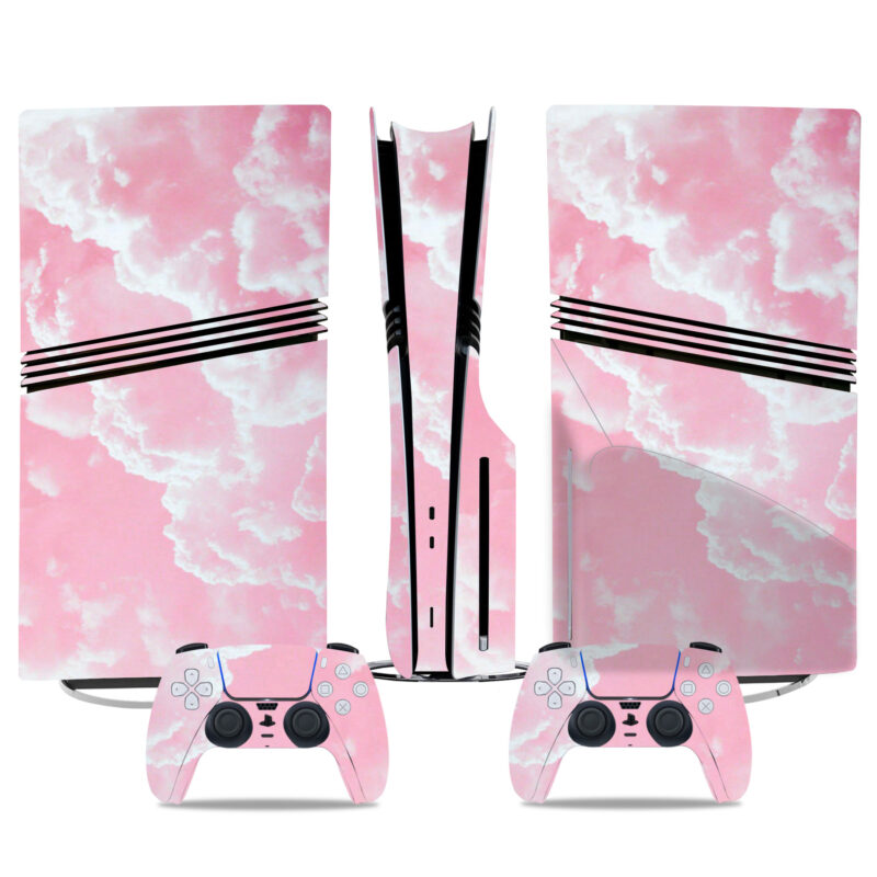 Stylish Pink Cloud PS5 Pro Skin Sticker – Custom Console