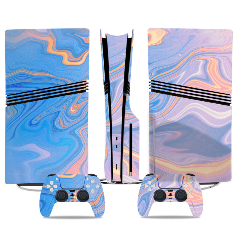 Elegant Blue Marble PS5 Pro Skin Sticker – Stunning Console & Controller Protection For Gamer