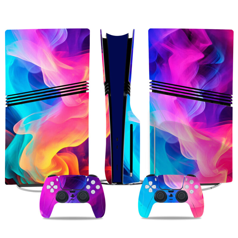 Vibrant PS5 Pro Skin Sticker With Colorful Controller Design – Custom Console & DualSense Controller Wraps For PlayStation