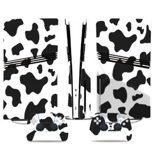PS5 Pro Skin Sticker - Classic Black And White Cow Print With Matching Controller Decals For A Fun Gaming Look