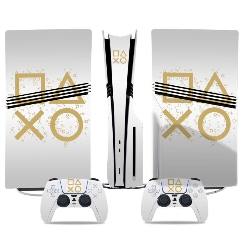 Elegant Gold Design PS5 Pro Skin Sticker - Premium Console And Controller Wrap For A Stylish Gaming Experience