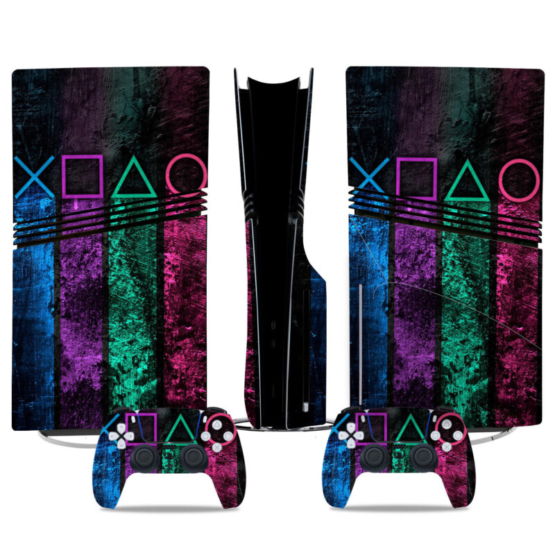 Vibrant Gradient Design PS5 Pro Skin Sticker - Durable Console And Controller Wrap For Ultimate Gaming Style