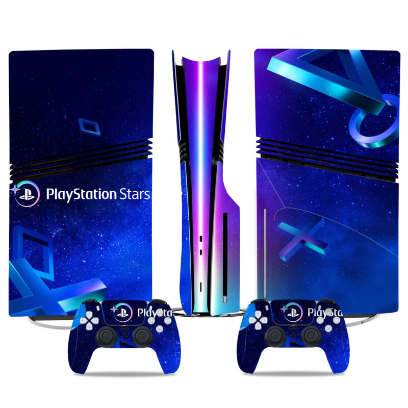 Custom PS5 Pro Skin Sticker - PlayStation Stars Design - Stunning Galaxy Theme Console And Controller Wraps