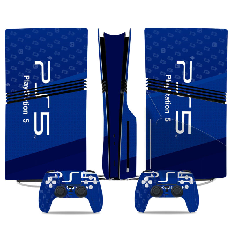 Premium PS5 Pro Skin Sticker - Sleek Blue PlayStation 5 Design - Console And Controller Protective Wraps For Gamers