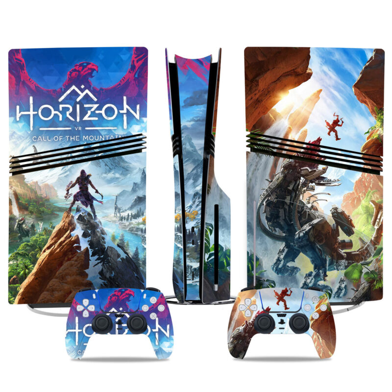 Horizon VR PS5 Pro Skin Sticker - Call Of The Mountain Design - Stunning Console And Controller Wraps For Gamers