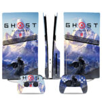 Ghost Of Tsushima PS5 Pro Skin Sticker With Snowy Mountain Design – Elegant Console Wraps And Matching Controller Skins