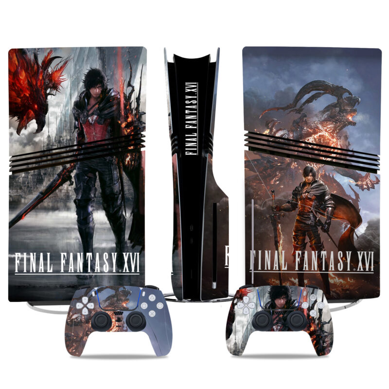 Final Fantasy XVI PS5 Pro Skin Sticker – Stunning Console & Controller Decal For Gamers – Unique Design & Protection