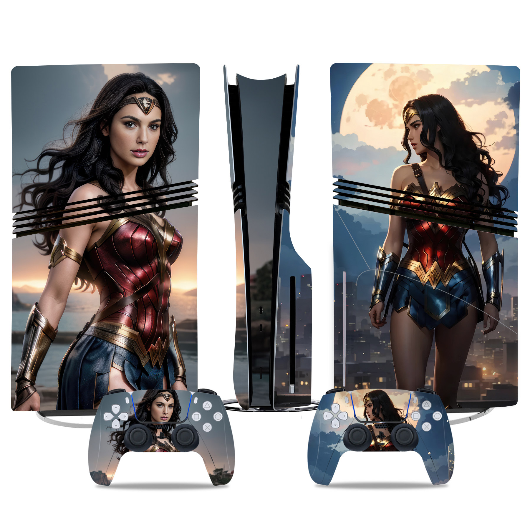Wonder Woman PS5 Pro Skin Sticker – Bold Console And Controller Design