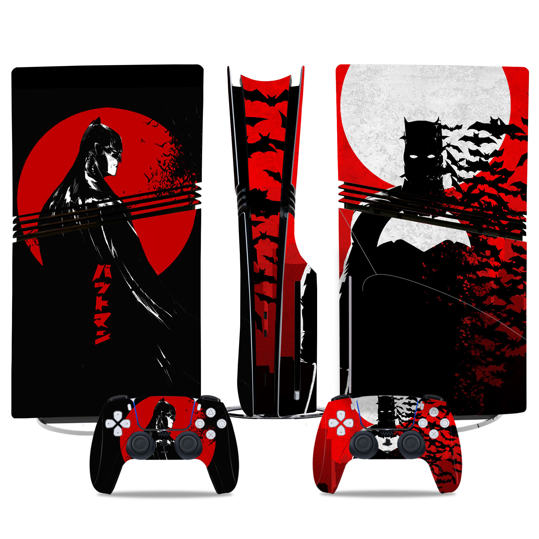Batman PS5 Pro Skin Sticker – Bold Red & Black Console And Controller Design