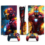 Iron Man Art PS5 Pro Skin Sticker – Epic Design For Console & Controllers