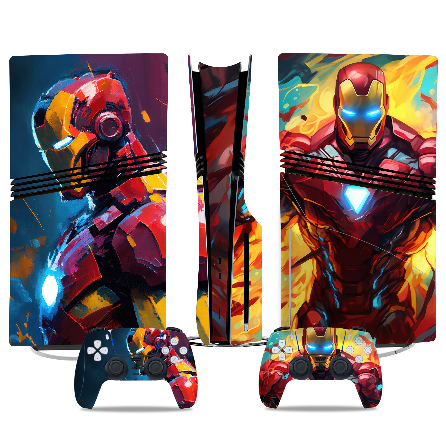 Iron Man Art PS5 Pro Skin Sticker – Epic Design For Console & Controllers