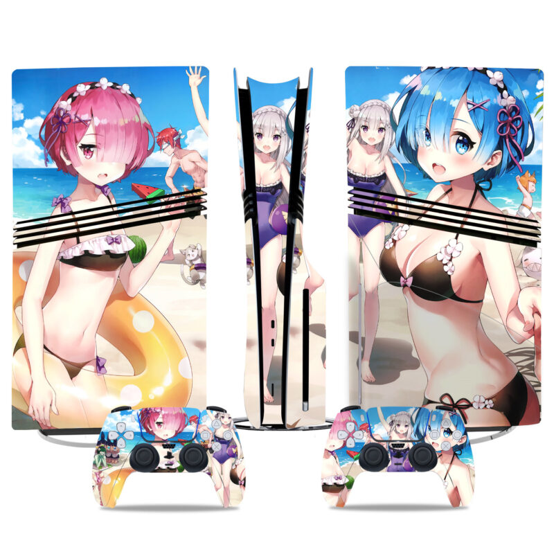 Re: Zero - Starting Life In Another World Anime Beach PS5 Pro Skin Sticker – Vibrant Console & Controller Wrap