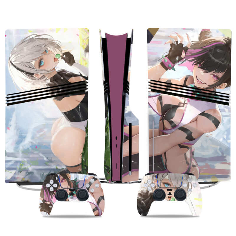 NieR: Automata And Street Fighter Juri Han PS5 Pro Skin Sticker – Vibrant Console & Controller Wrap