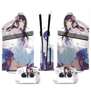 Elegant Anime Bride PS5 Pro Skin Sticker – Gorgeous Console And Controller Wrap