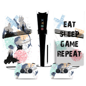 Stylish Eat Sleep Game Repeat PS5 Pro Skin Sticker – Unique Console & Controller Wrap