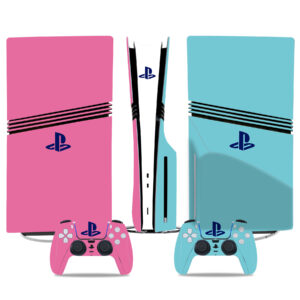 Custom PS5 Pro Skin Stickers - Stylish Pink & Blue Designs With Matching Controllers For A Unique Gaming Experience