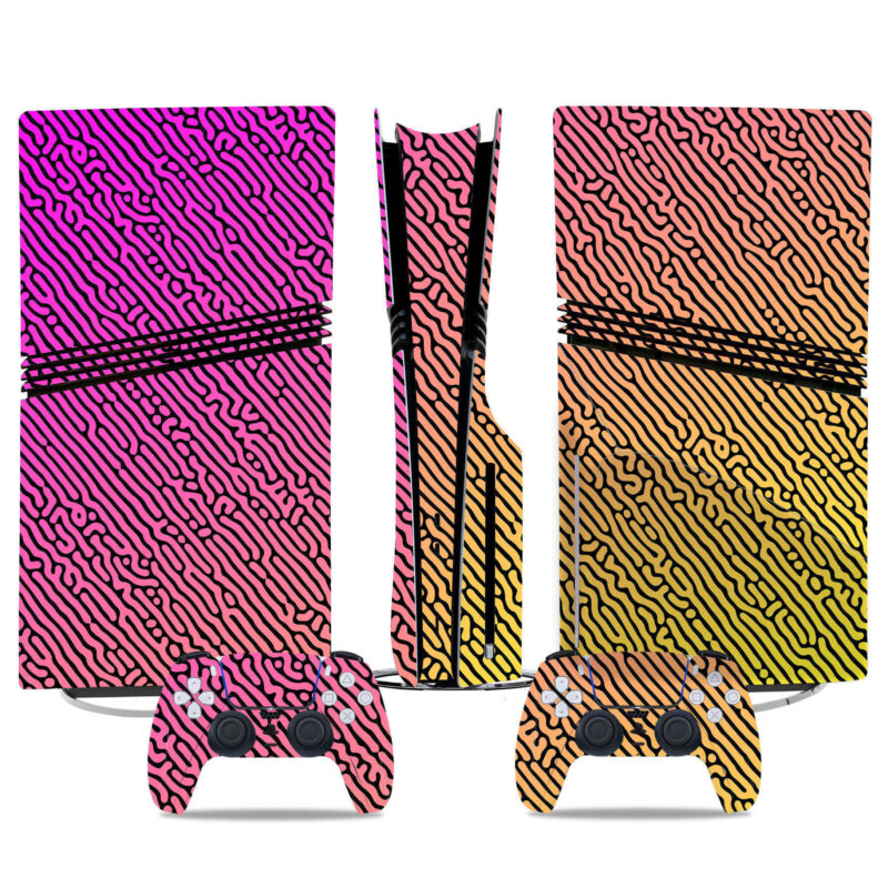 Sunset Gradient PS5 Pro Skin Stickers - Pink And Yellow Modern Design With Matching Controller Wraps For Stylish Gaming