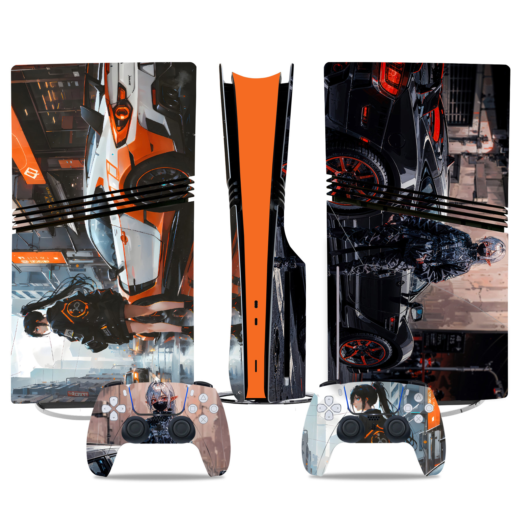 Stylish Cyberpunk PS5 Pro Skin & Controller Decal - High-Quality Sticker For Gamers