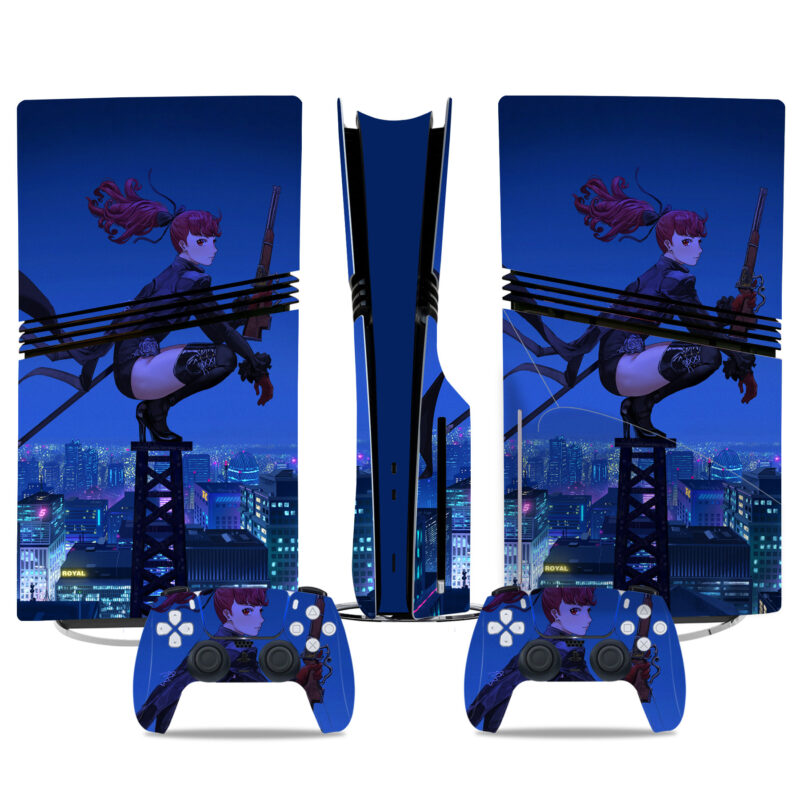 Elegant Persona 5 PS5 Pro Skin Sticker – Stylish Blue Theme For Console And Controller Customization